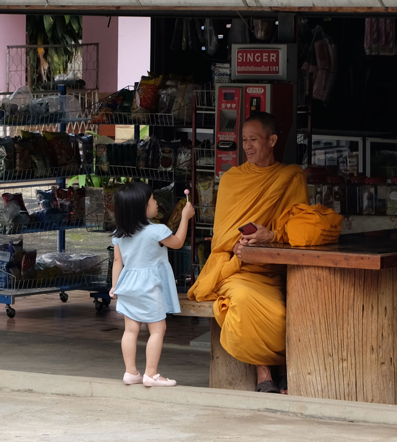 Little Girl and the Monk